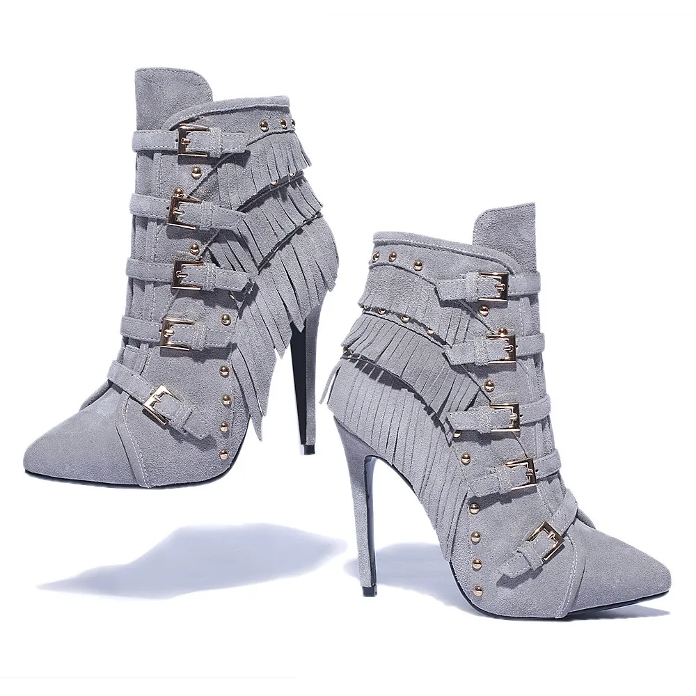 Женские ботинки из натуральной кожи на молнии с острым носком|boots pointed toe|genuine leather