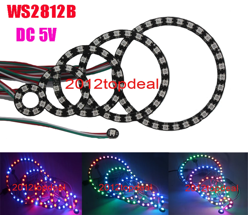 WS2812 5050 RGB LED 1 8 12 16 24 32 бит кольцевая лампа с интегрированным Драйвером | Лампы и