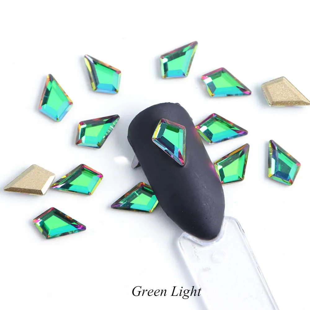 Green Light 10 шт. Стразы ab crystal Diamond золотые наклейки для ногтей-задняя блеск страз драгоценного камня украшения ваших ноготков, 3D Подвески Ювелирные изделия CH739-1 - Цвет: Green Light