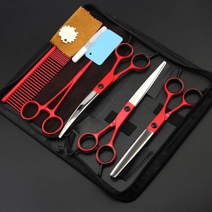 5 шт./комплект ножницы для стрижки и филировки собак 7 дюймов|barber scissors|hairdressing