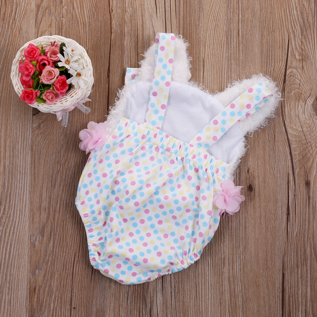 2018 New Brand Cotton Short Sleeve Furry Baby Girl Clothes Polka Dot Bear Romper Jumpsuit Outfits 0-18 M | Детская одежда и обувь