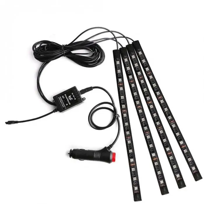 12V 4 шт. полосы света авто декоративная Гибкая автомобиля RGB светодиодный DRL 4 шт. полосы света авто декоративный гибкий светодиодный полоски Atmos