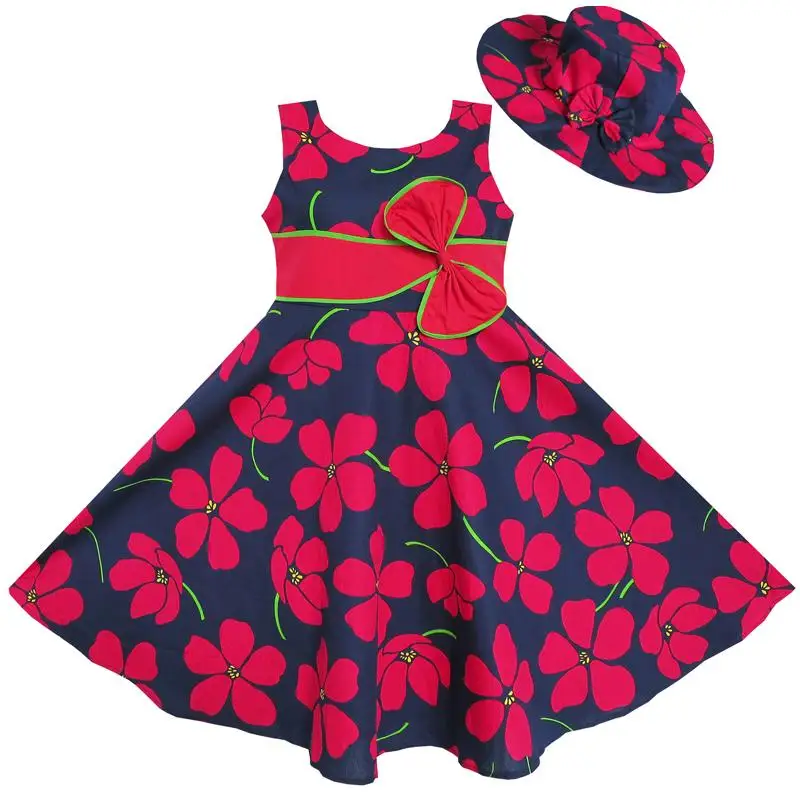 Sunny Fashion платья для девочек новогодние костюмы 2 Печ Sunhat Галстук-бабочка Цветок