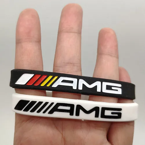 2 шт., силиконовый браслет AMG для мужчин и женщин, резиновый браслет на запястье, браслет для Mercedes Benz Club Fans, повязка на руку, Pulsera Pulseira - Окраска металла: 9