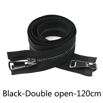 BlackDouble-120CM Meetee15-120cm 5# металлическая молния двойные ползунки самоблокирующиеся длинная застежка-молния DIY пуховик мешковатые брюки пошив одежды Декор Аксессуары - Цвет: BlackDouble-120CM