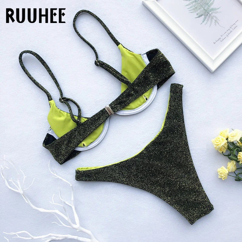 RUUHEE, купальник, женские стринги, бикини,, купальник, яркое бикини, набор, пуш-ап, на косточках, купальник, женская пляжная одежда, бикини