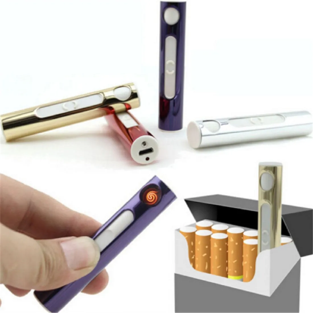 USB Зажигалка электронная перезаряжаемая для сигарет беспламенная ветрозащитная