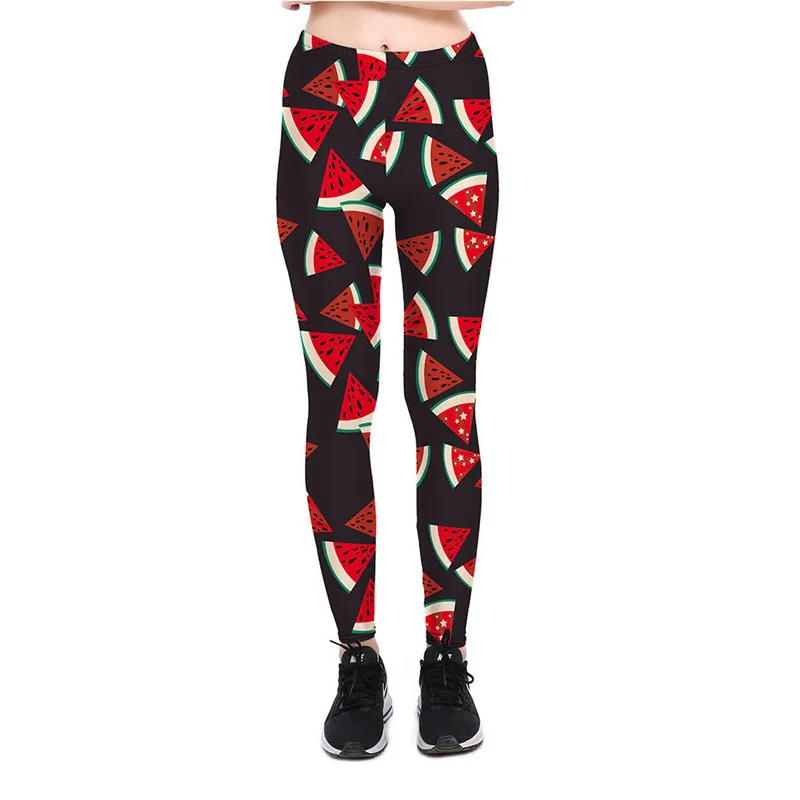 Леггинсы Горячая 2017 принт Фрукты Арбуз леггинсы плюс размер тонкие штаны модная