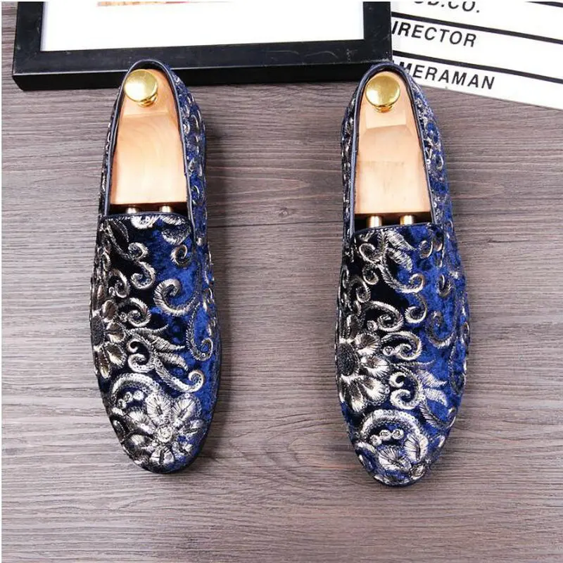 

High Quality Male Embroidery Business Loafers driving Shoes Men Suede Leather Pointed Toe Slip-On Penny Casual Flat Shoes A51-48