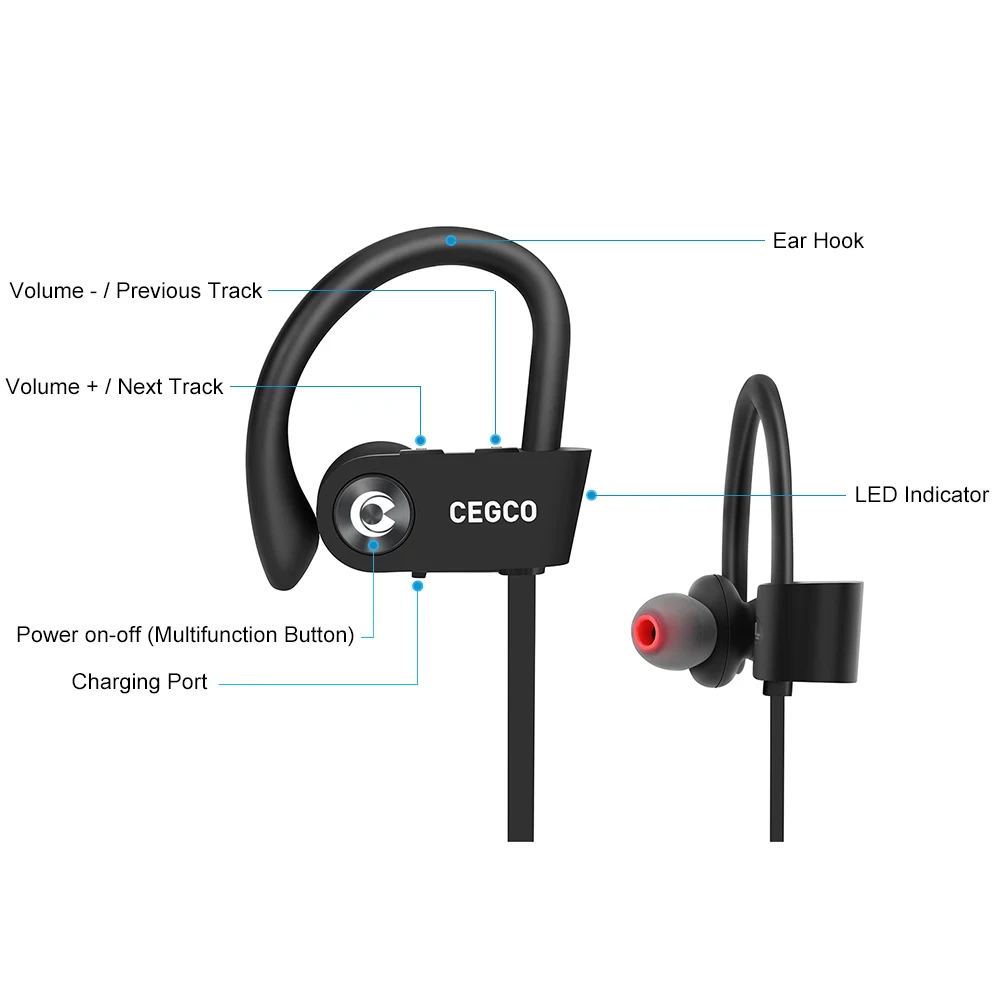 CEGCO LU8i Bluetooth наушники спортивные Беспроводной IPX7 Водонепроницаемый громкой связи