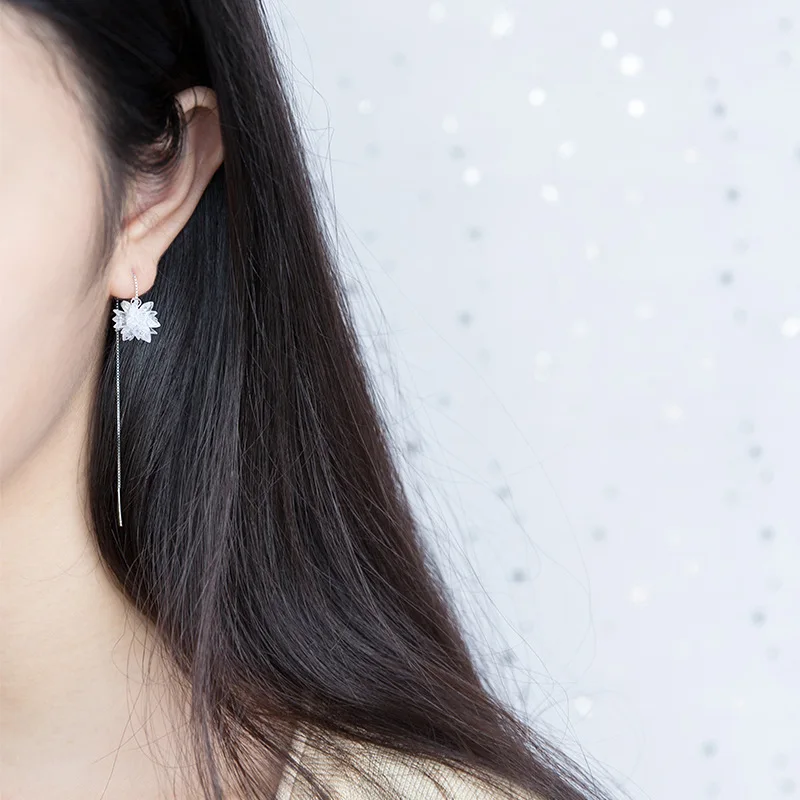 100% реальный. Женские серебряные ювелирные изделия длинные серьги GTLE1593 |