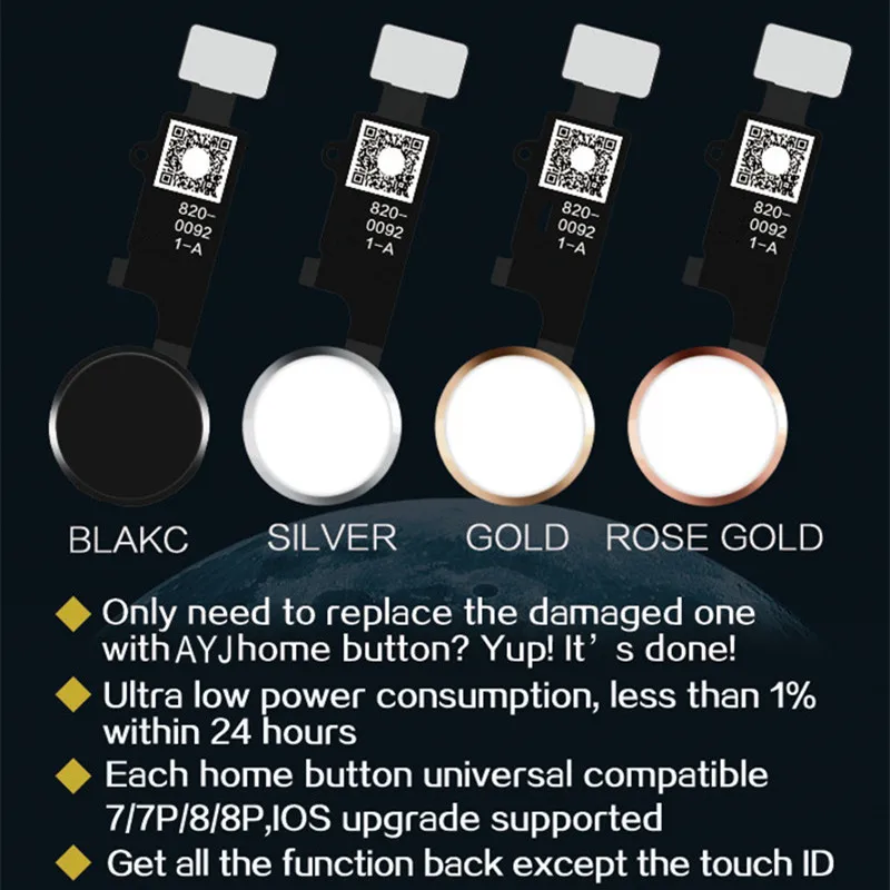 Универсальная кнопка home для iphone 7G 7 plus 8G 8 с функцией возврата и экраном shot no touch ID