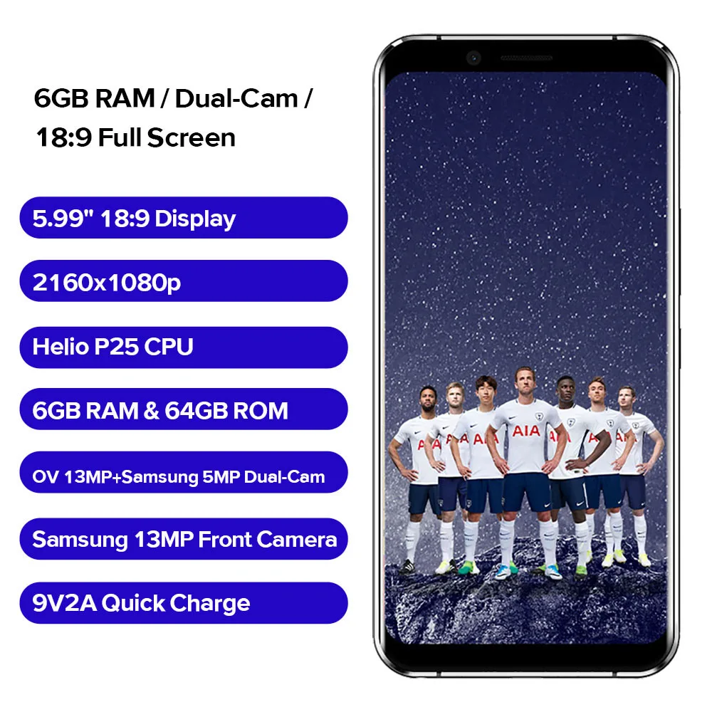 Оригинальный LEAGOO S8 Pro полный Экран 5 99 дюйма 6G RAM 64G ROM Android 7 0 MTK6757 Восьмиядерный