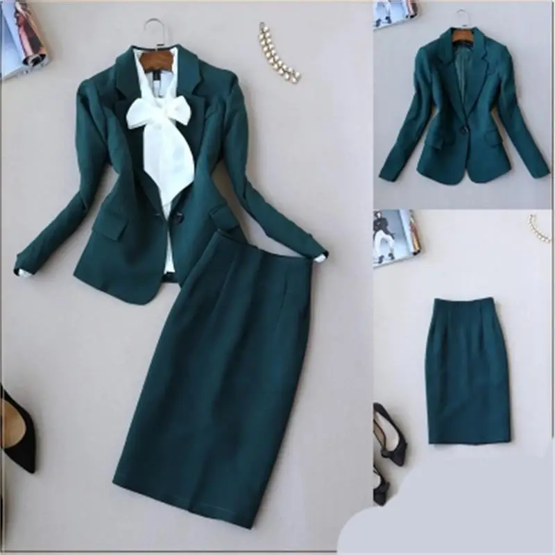 Костюм женский весенний на пуговицах с юбкой и высокой талией|fashion skirt suits|skirt