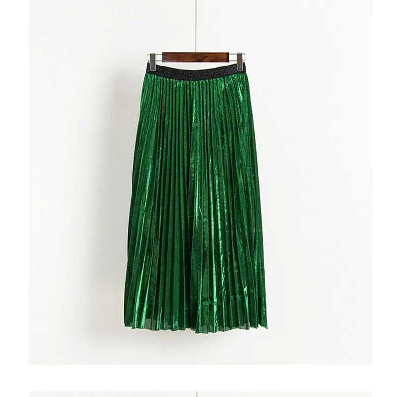 

Женские плиссированные юбки Danjeaner с высокой талией, металлические цвета, модная повседневная винтажная юбка-пачка до середины икры, юбка ма...