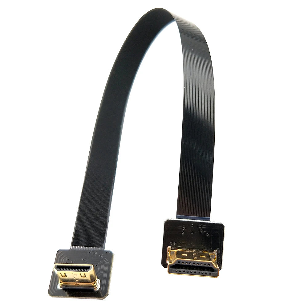 Danspeed 20 см M/M HDMI type A к Mini HDMI штекер под углом HD tv FPV плоский кабель для телефона камеры ТВ подключения