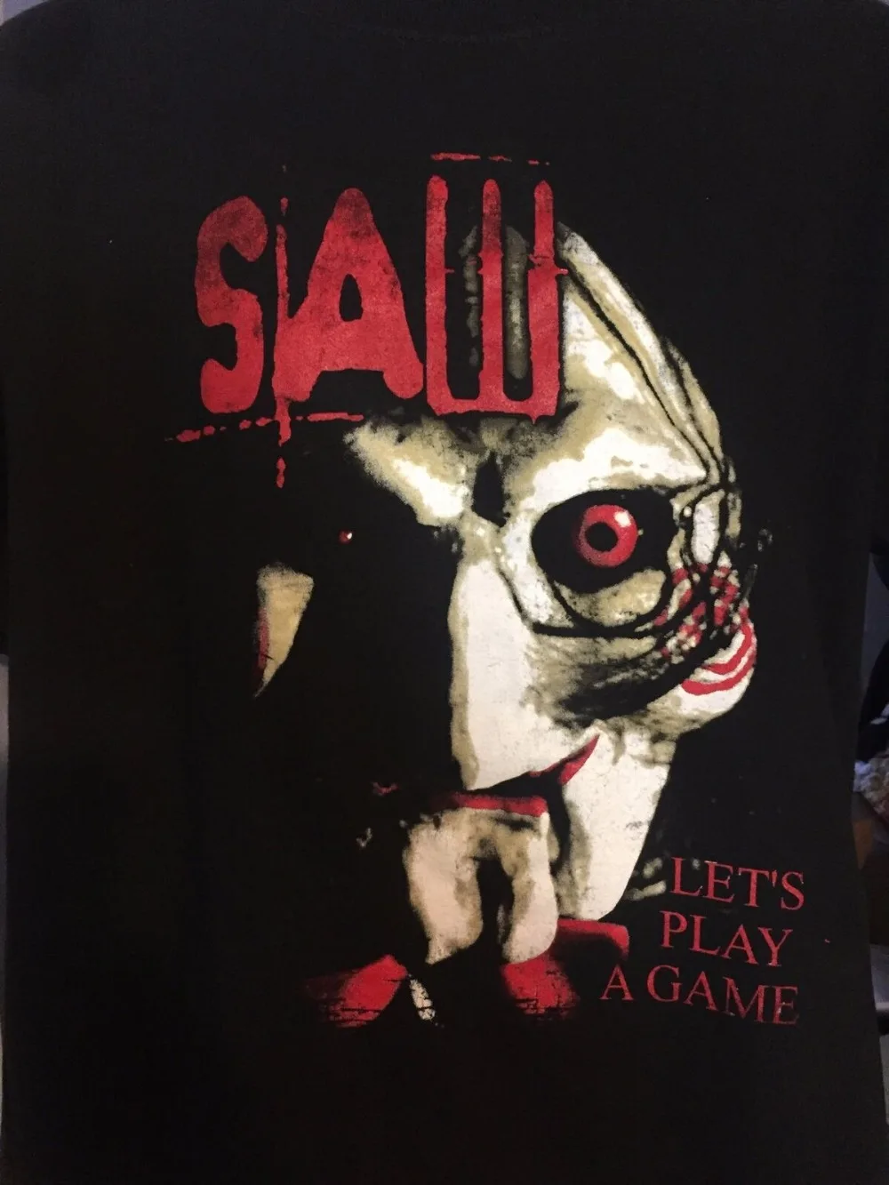 Мужская футболка из хлопка Saw Movie Lets Play A Game двухсторонняя в стиле хип хоп