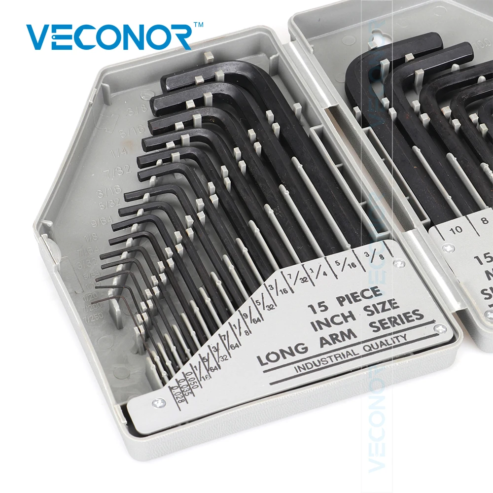 Veconor 30pcs hex key wrench set 15 pcs SAE imperial size & metric CrV steel|hex wrench|key wrenchhex sizes |