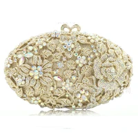 women gold full crystal evening bag with chain champagne diamond women handbags party purse bride wedding bridesmaid clutch bags
