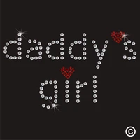 2pclot daddys girl design stone transfer iron on transfer hot fix rhinestone motif designs patches for shirt dress bag pillow