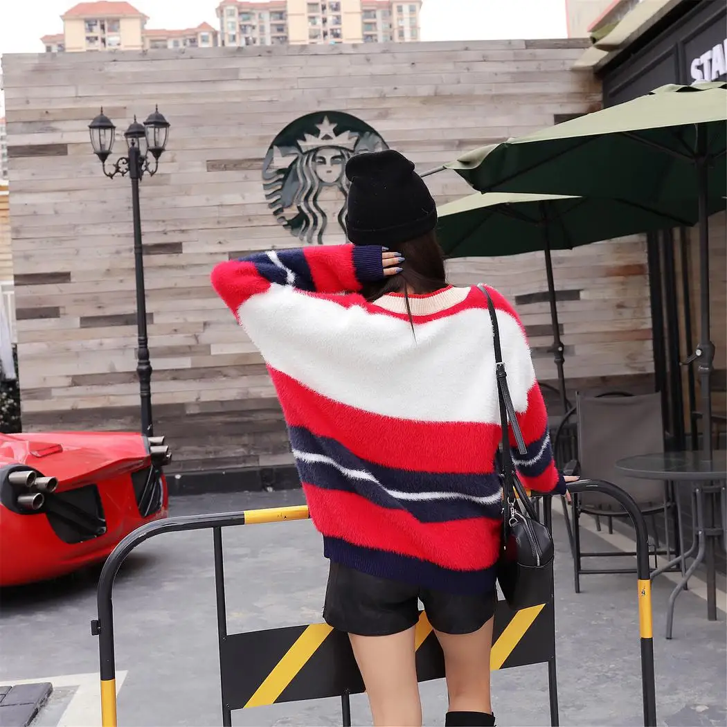 Deer Christmas Sweater Female 2018 Winter New Large Size Loose Long-sleeved V-neck Women Ugly Pullover | Женская одежда