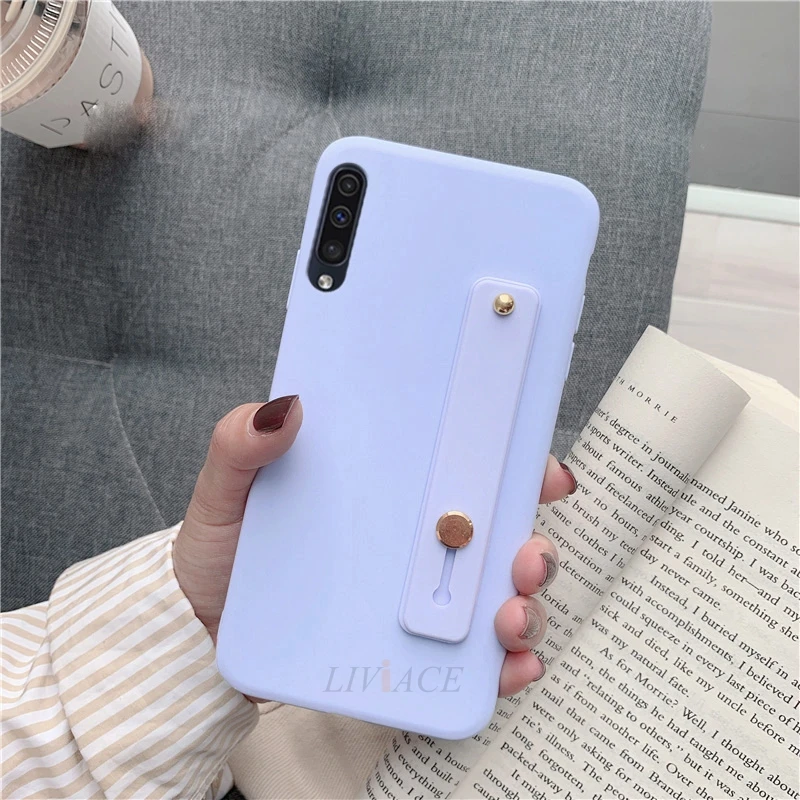 Hand Band purple Наручный ремень силиконовый чехол для samsung galaxy a50 a30 a60 a70 a40 a20 a40s m30 m20 m10 a7 браслет на запястье держатель телефона мягкая обложка - Цвет: Hand Band purple