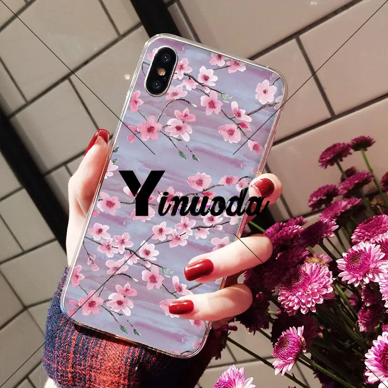 Yinuoda цветочный Вишневый дерево на заказ фото мягкий чехол для телефона iPhone 6S 6plus 7