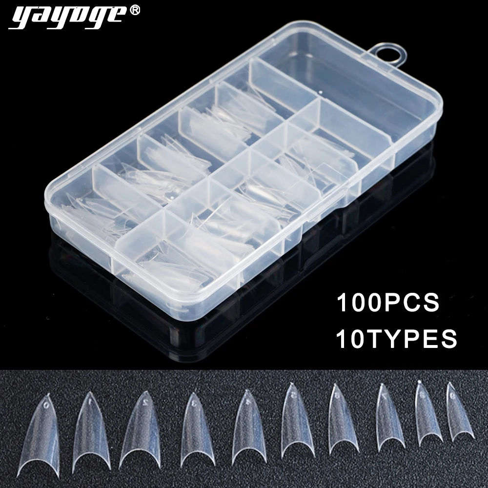 Yayoge 100 шт. белый натуральный Цвет французский Seamless False Nails 10 типа длинная акриловая сплетенная Пресс on Nails Советы Маникюр "сделай сам"