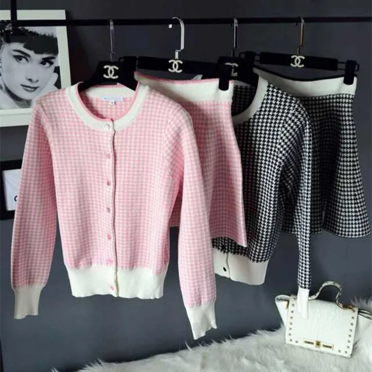 Женский трикотажный кардиган и юбка вязаный свитер зонтик|suit suit|knit skirt suitfemale suits |