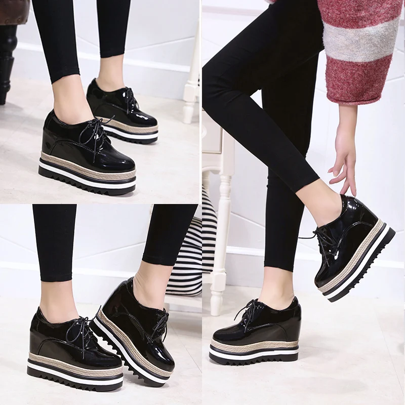 

basket femme Women sport Shoes Woman British style platform shoes 2017 Split Lightweight Lace-up running shoes zapatos mujer