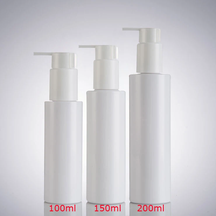 

300 pcs/Lot PET Cosmetic Refillable Bottle 100ML 150ML 200ML White Plastic Pump Bottle Makeup Lotion Container
