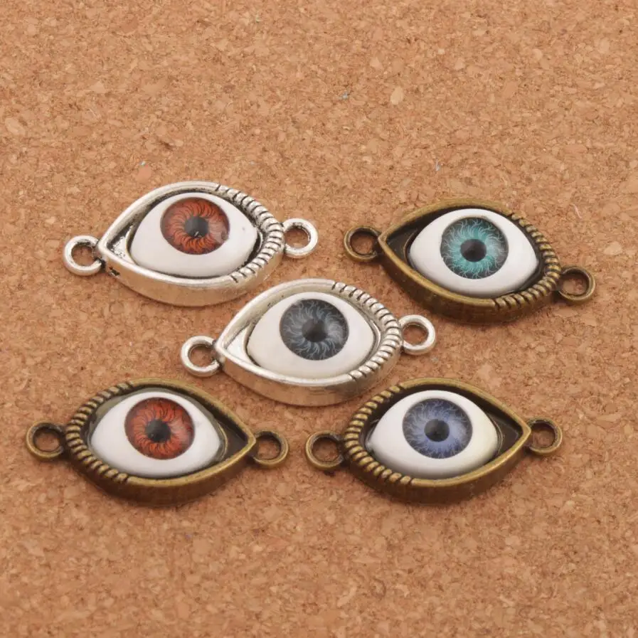 

Evil Eye Hamsa Connector Charm Beads For Friendship Bracelet L1662 7pcs 5Colors Zinc Alloy/Bronze