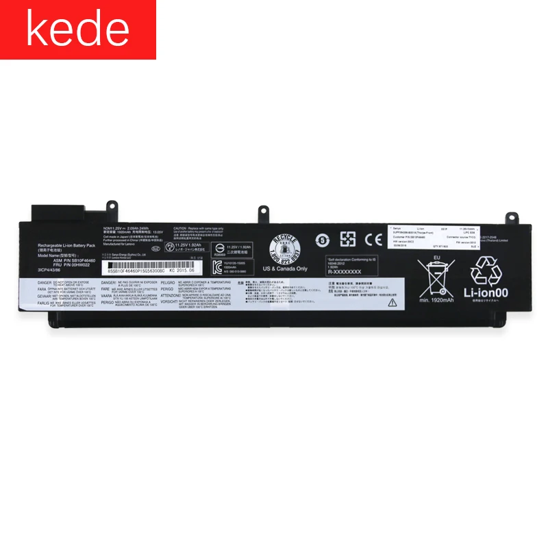Kede 11,25 V 2.09Ah 24Wh 00HW022 00HW023 SB10F46460 Аккумулятор для ноутбука lenovo ThinkPad T460S серии 00HW025