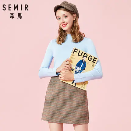 SEMIR, женский свитер,, зимние топы, водолазка, свитер для женщин, тонкий пуловер, джемпер, вязаный свитер, женская одежда - Цвет: ice-blue