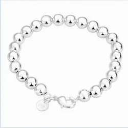 silver plated Jewelry Bracelet Fine Fashion 8MM Rosary Hollow Ball Bangle Top Quality SMTH126-2 | Украшения и аксессуары