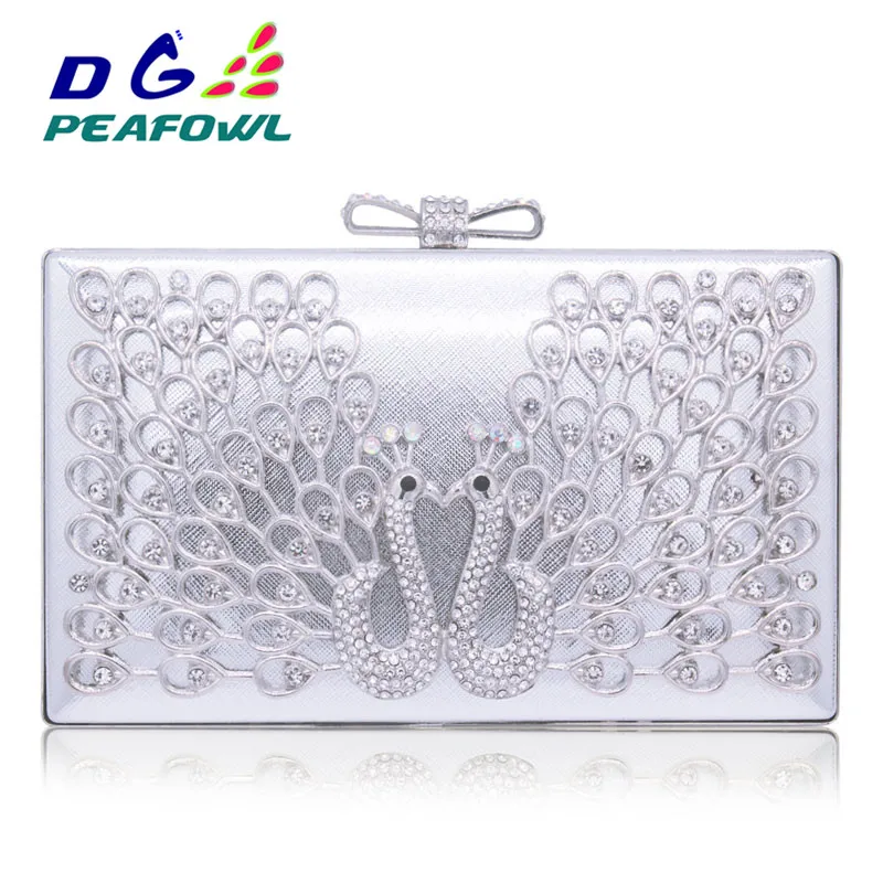 

Diamonds Flap Peacock Bride Wedding Clutch Bag Lady Travel Toiletry Bag Designer Handbags Purse Animal Wallet Women Evening Bags