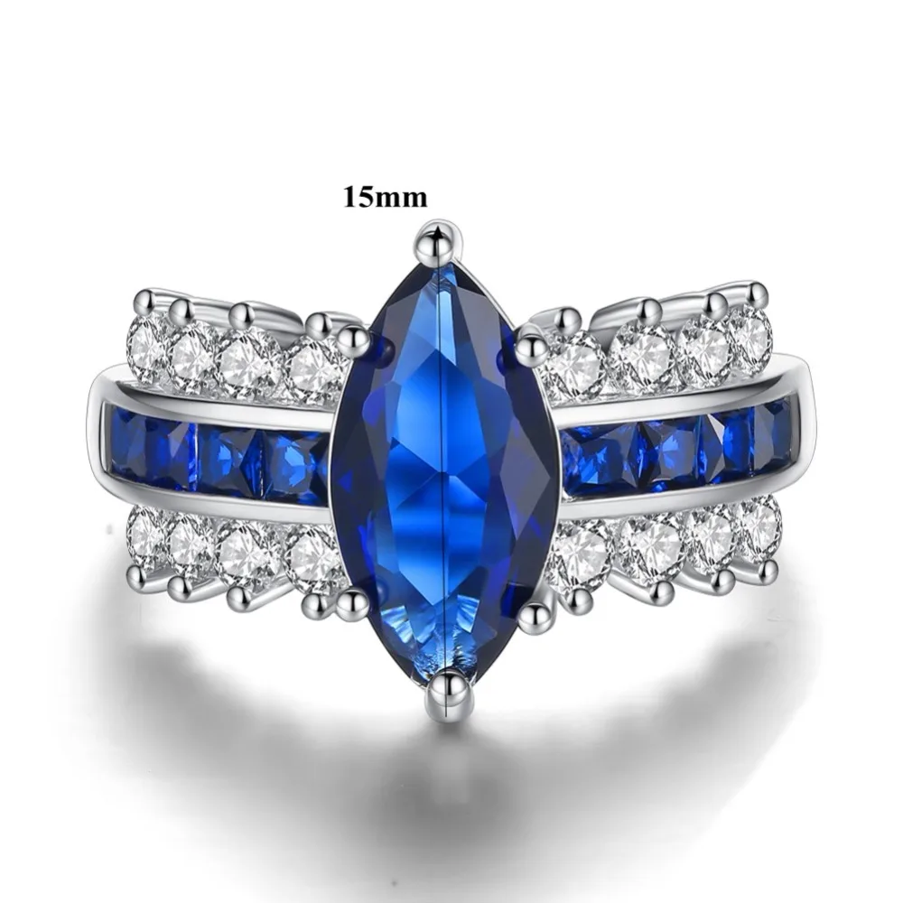 CiNily Created Blue Stone Cubic Zirconia Silver Plated Wholesale Hot Sell Fashion Jewelry for Women Gift Ring Size 6-9 NJ11106 | Украшения
