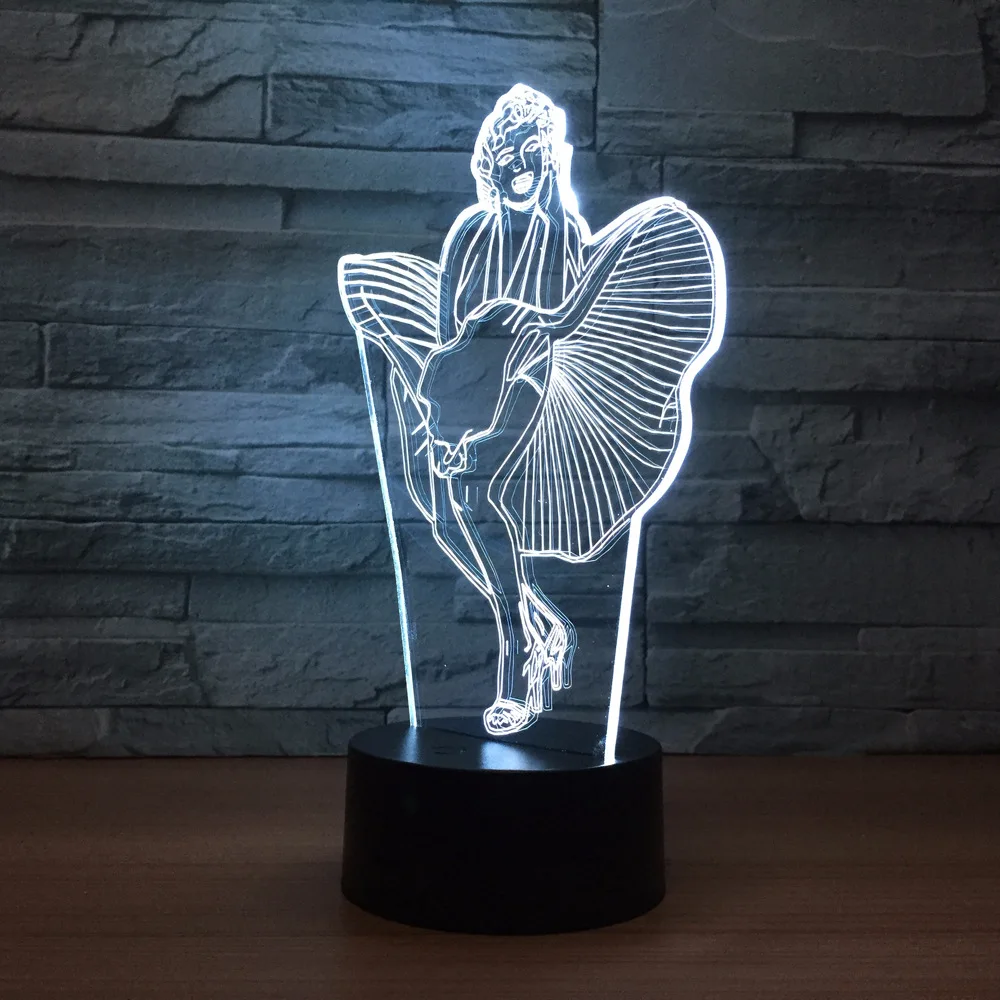 3d ночник Marilyn Monroe цветной сенсорный светодиодный визуальный подарок для спальни
