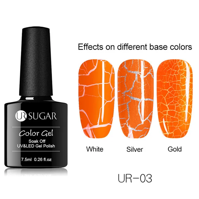 Crackle Gel 3 Ur Sugar 7,5 мл Гель-лак для ногтей Блестящий впитывающий УФ-Гель-лак Полупостоянный эмалированный Гель-лак светящийся гель-Кракле - Цвет: Crackle Gel 3