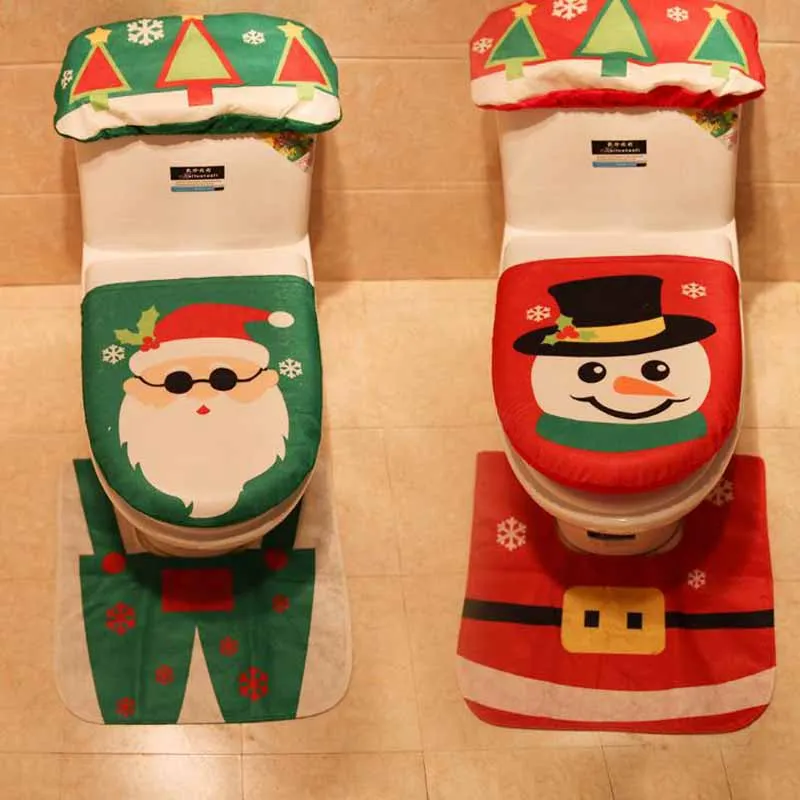 Cover Cap Christmas Decorations Happy Santa Toilet Seat Cove