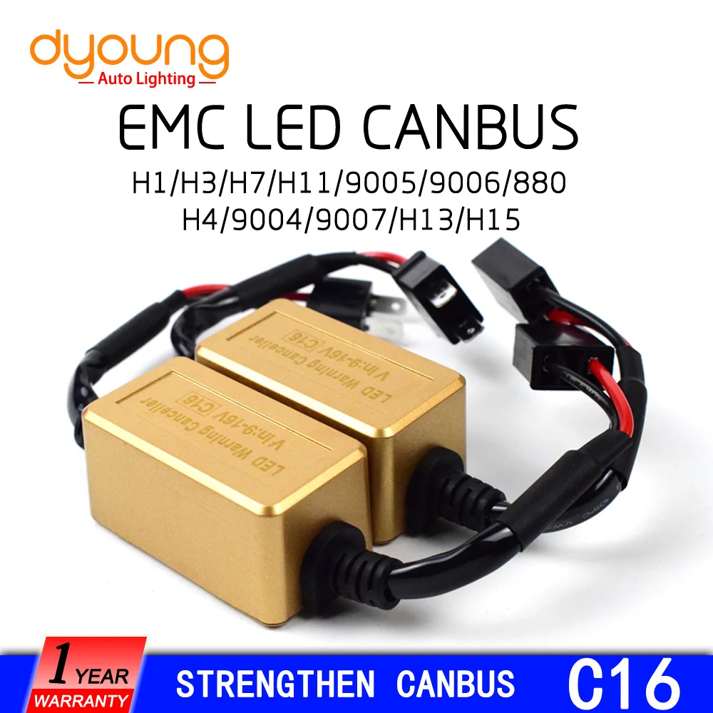 C16 2 шт. укрепить светодиодный фар Canbus led комплект h1 h4 h15 9005 9006 H7 h13H11 компьютер ошибка предупреждения EMC резистор декодер-компенсатор