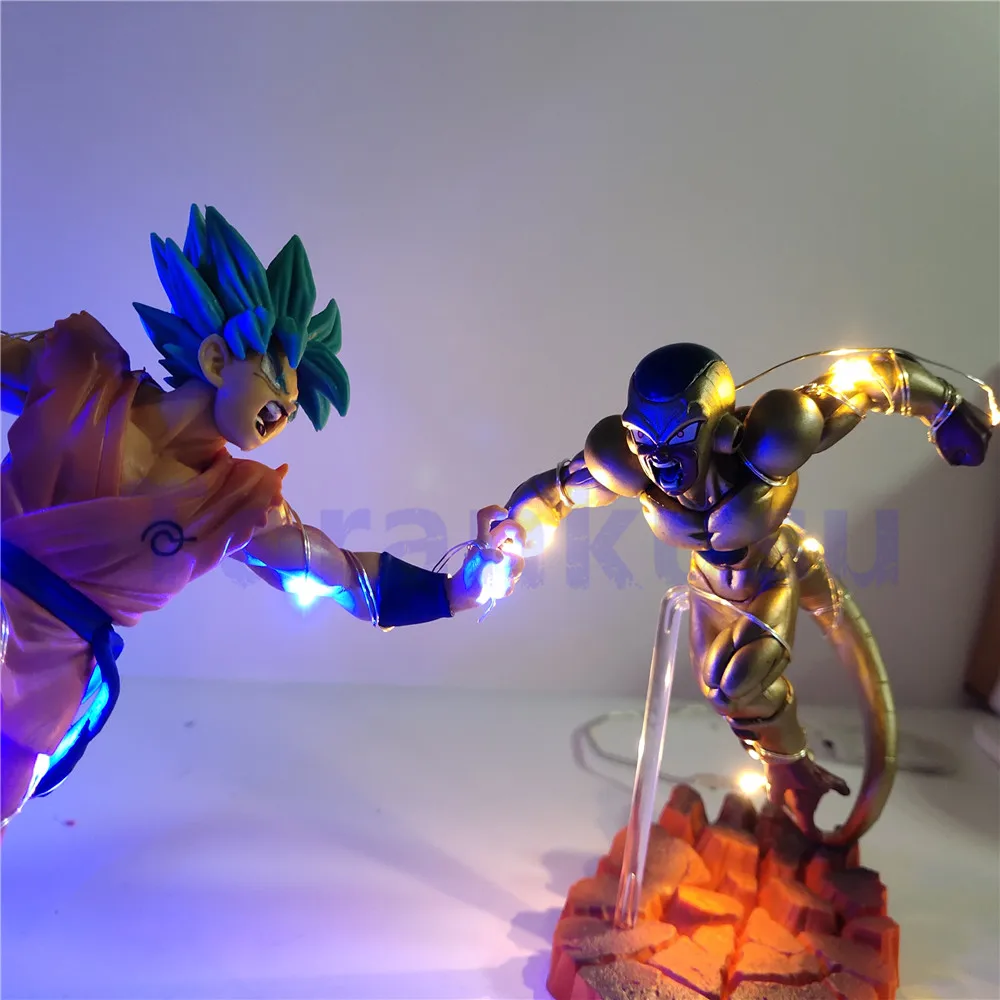2 шт./компл. Dragon Ball Z Son Goku God VS Golden Frieza экшн фигурка светодиодная ПВХ аниме Жемчуг