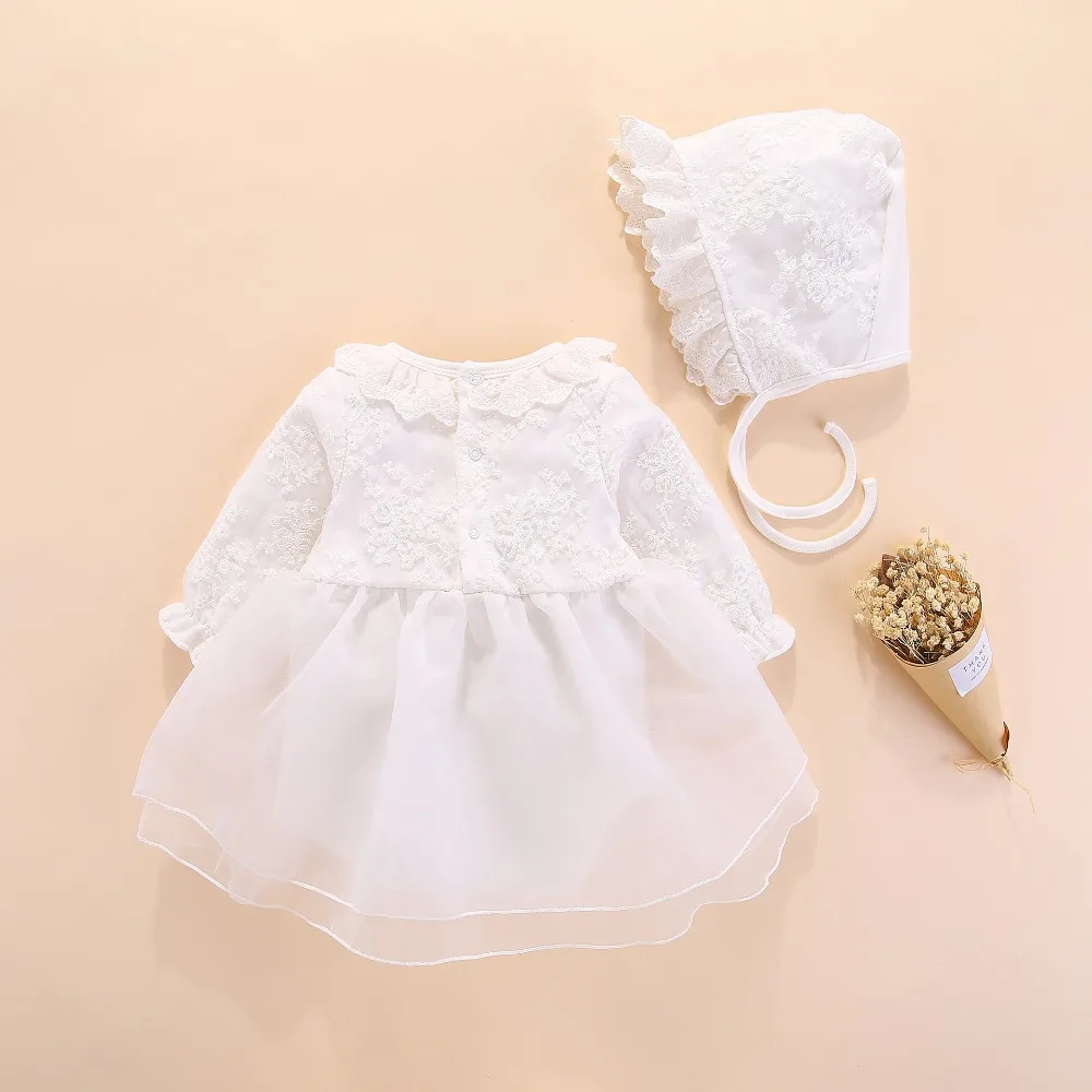 Baby Girls Clothes with big bow Newborn Embroidery Infant Bodysuits+hat Outfits Party clothing set 3 Color 0-12M |