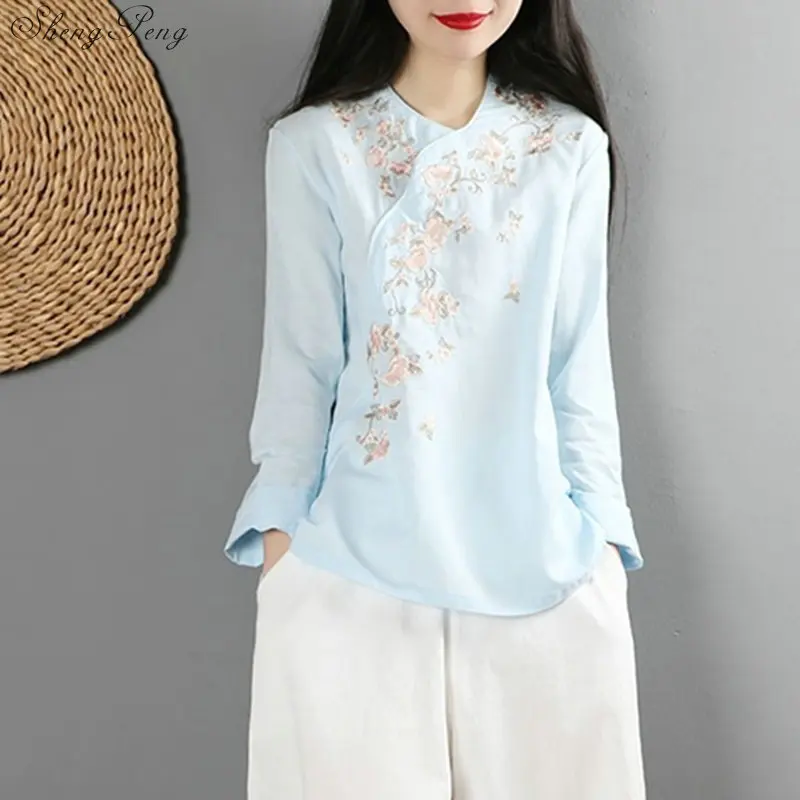 4 Cheongsam топ китайский стиль Одежда традиционная китайская одежда для женщин qipao Топ льняная рубашка женская льняная одежда V1472 - Цвет: 4