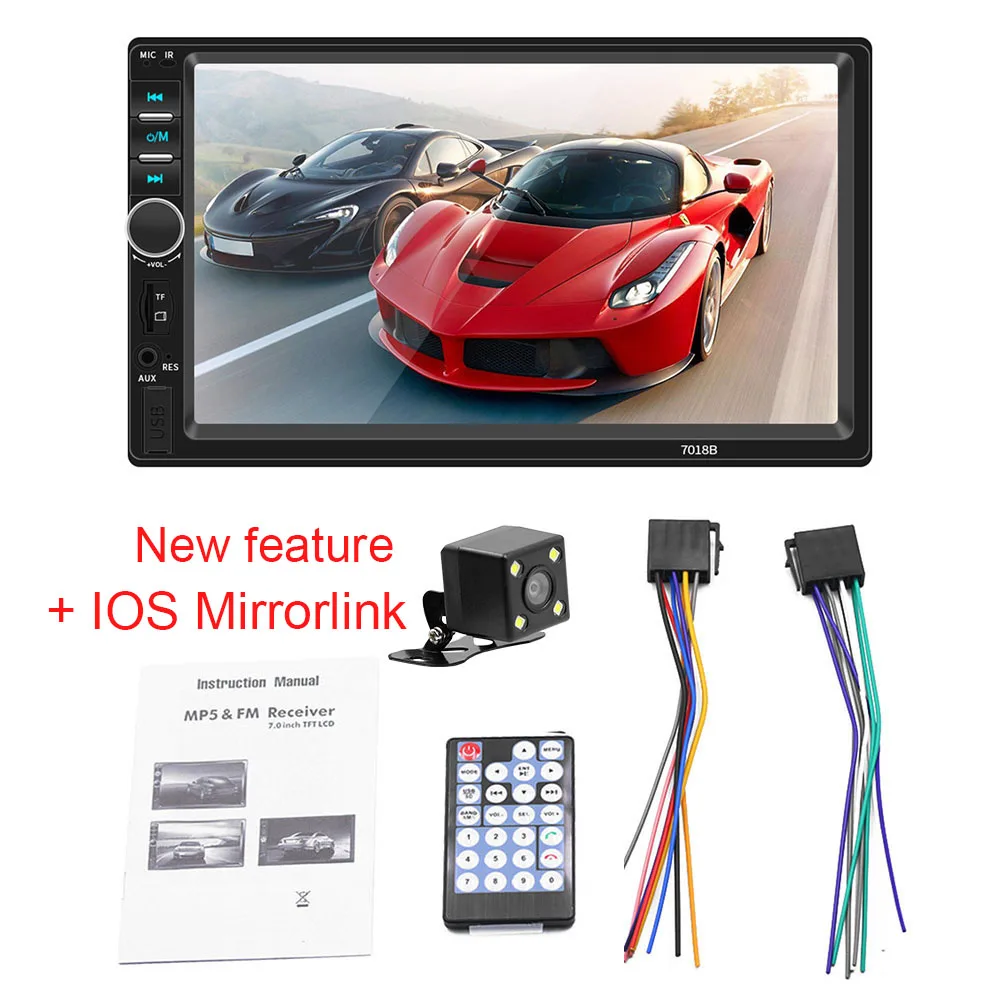 Camere and IOS link Автомагнитола 2Din Авторадио Bluetooth USB/TF/FM камера заднего вида монитор емкостный HD экран/Высокий цифровой пульт дистанционного управления/Ipod link - Цвет: Camere and IOS link