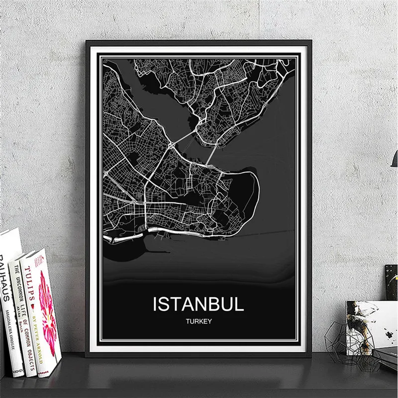 ISTANBUL Индивидуальные карта мира Ливерпуль современный город плакат абстрактный принт холст с покрытием бумага картина маслом гостиная кафе бар Декор - Цвет: ISTANBUL