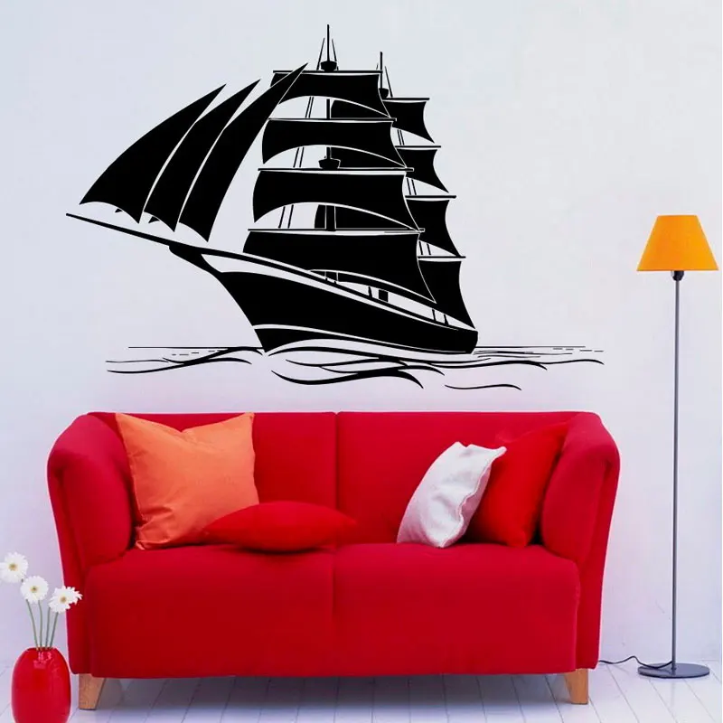 Парусная лодка Наклейка Настенная виниловая наклейка семейная детская комната