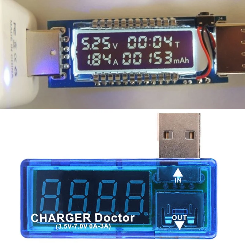 L образный светодиодный дисплей USB измеритель напряжения тока тестер для