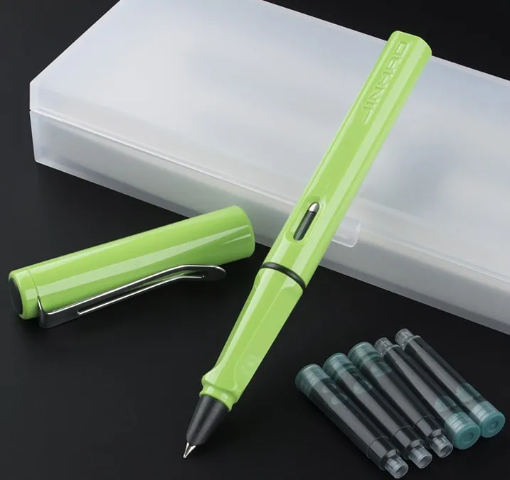 Jinhao 599 милые, прозрачные цветные перьевые ручки с 0,38 мм F Перо смолы чернильные ручки для письма школьные принадлежности - Цвет: 07