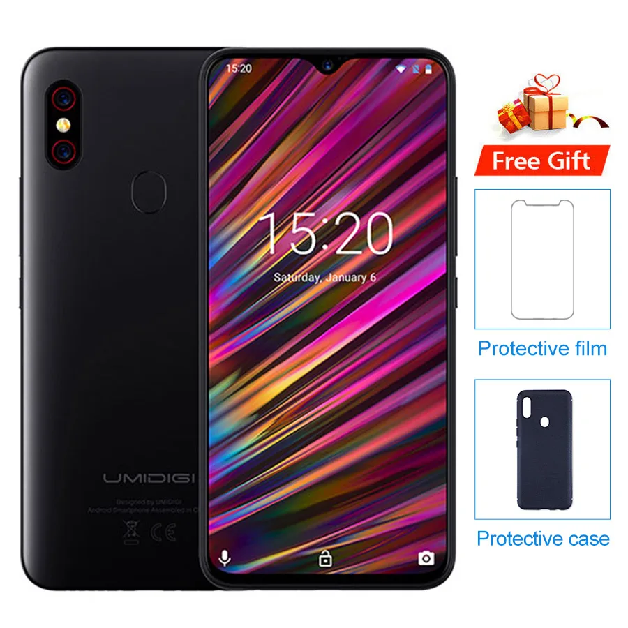 UMIDIGI F1, 6,3 дюйма, капля воды, FHD+ дисплей, Helio P60, Android 9,0, 4 Гб ОЗУ, 128 Гб ПЗУ, 5150 мА/ч, 18 Вт, быстрая зарядка, смартфон, NFC, 16 МП, телефон - Цвет: Black